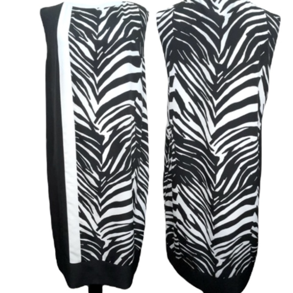 Neiman Marcus Dress Zebra Sleeveless Shift Dress Black White 12 — image 7 of 8
